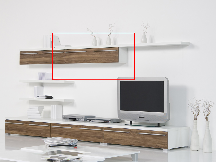 Hängeschrank Wandschrank mit Klappe Weiß Nussbaum Breite 100 cm